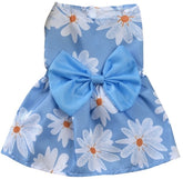 KUTKUT Cute Daisy Pattern Dog Dress with Lovely Bow Pet Apparel Dog Clothes for Small Dogs and Cats | Puppy Summer Dress Birthday Pet Apparel Dress